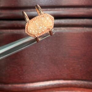 Rose Gold-tone Druzy Statement Ring - Sparkling Peach Center